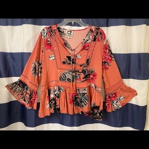 Jaase Floral Peplum Boho Sleeve Blouse